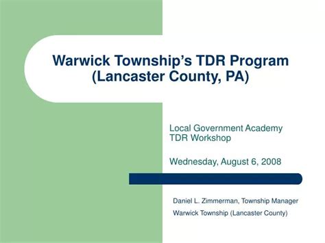 Ppt Warwick Townships Tdr Program Lancaster County Pa Powerpoint