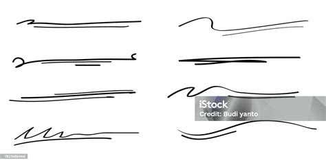 Hand Drawn Set Of Underline Curly Swishes Swashes Swoops Swirl