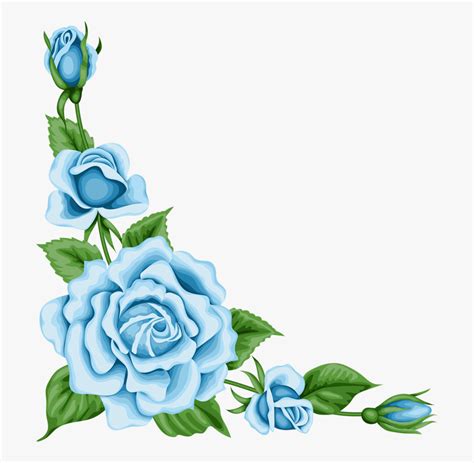 Rose Clipart Blue Transparent Blue Flower Border Free Transparent