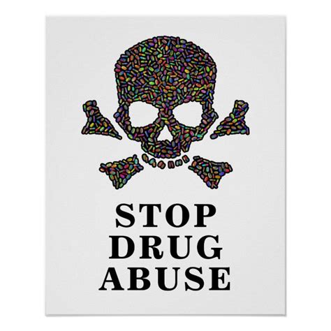 Skull Made Out Of Pills Stop Drug Abuse Poster
