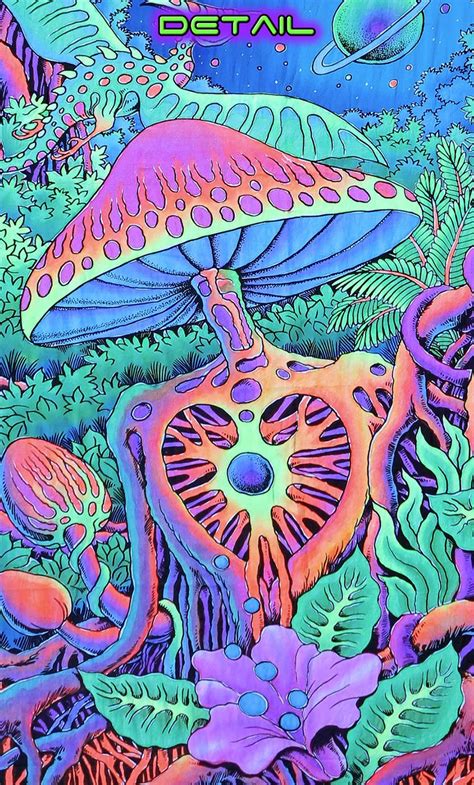 Space Tribe Psychedelic Tapestry Psy Shroom Hand Painted And