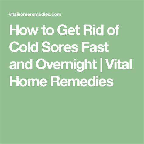How To Get Rid Of Cold Sores Fast And Overnight Vital Home Remedies