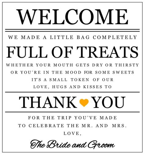 Printable Wedding Hotel Welcome Bag Note With Gold Heart Etsy