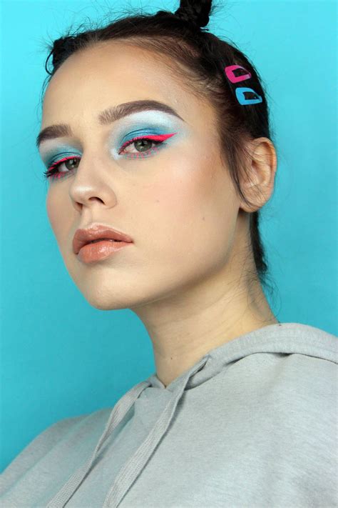 Icy Blue Shimmer And Neon Pink Liner Makeupaddiction