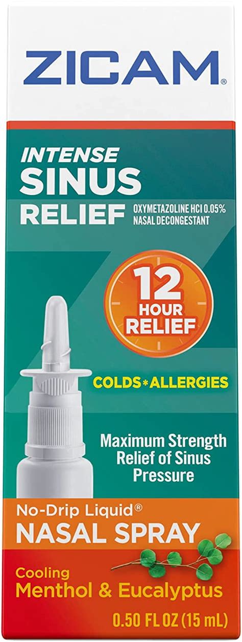 Zicam Intense Sinus Relief Cold Cooling Allergies Liquid Nasal Spray050oz