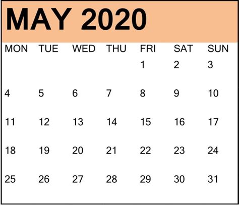 Pin On May 2020 Calendar With Holidays