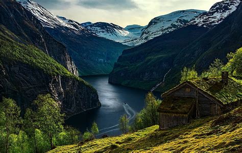 Hd Wallpaper Nature Landscape Geiranger Fjord Norway Mountains