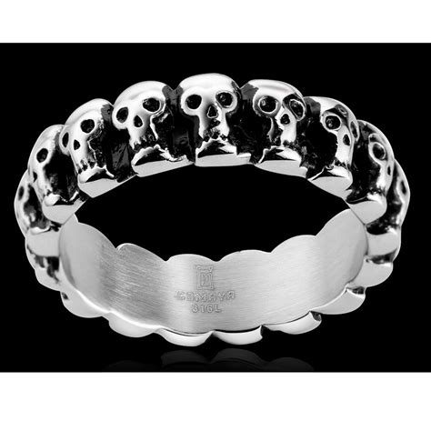 Cool Men Punk Death Rings 316l Stainless Steel Skulls Finger Ring Top