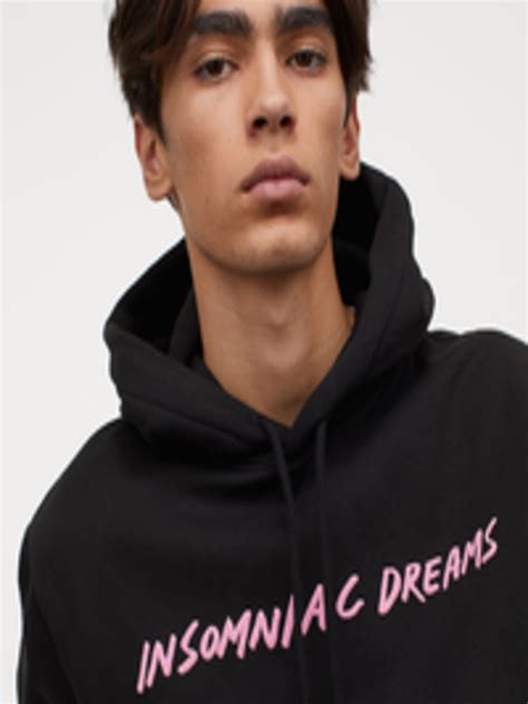 buy handm men black printed hoodie sweatshirts for men 13349246 myntra