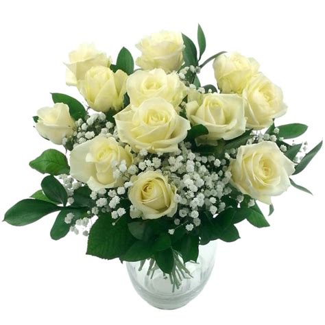Dozen White Roses Fresh Flower Bouquet White Rose Flowers Delivered