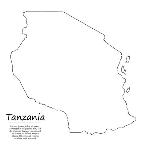 Premium Vector Simple Outline Map Of Tanzania Silhouette In Sketch
