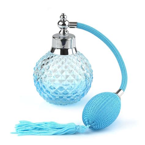Lot 5 Pcs Crystal Art Vintage Style Refillable Perfume Atomizer Long Spray Bottle Blue 100ml