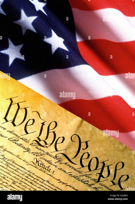 American Constitution And Us Flag Stock Photo Alamy