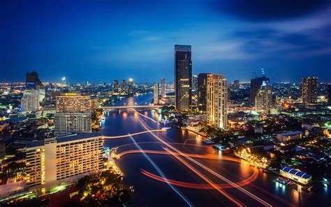 1920x1200 Bangkok Thailand Night City Night City Lights Traffic