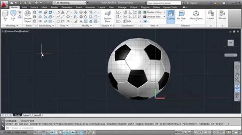 Autocad 3d Soccer Ball Modeling Tutorial Youtube