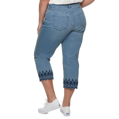 Plus Size Croft And Barrow Embroidered Ankle Denim Capris Pants Capri