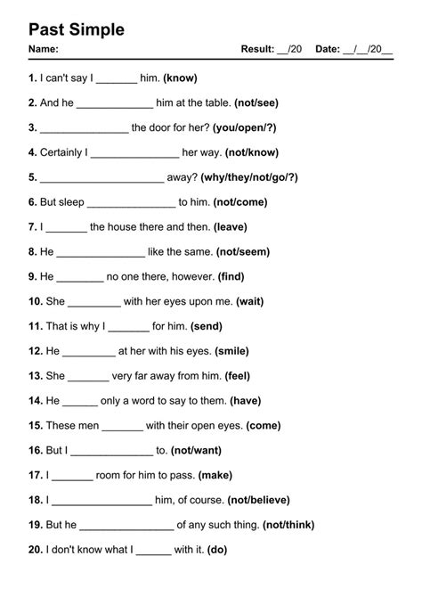 101 Printable Past Simple Pdf Worksheets Grammarism