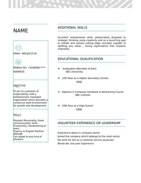 It is written with the intention of getting a suitable response from the employer. Resume Templates For BA Freshers - Download Free