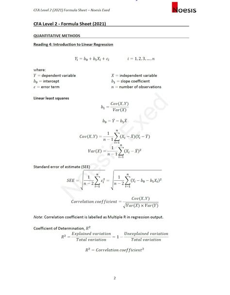Pdf Noesis Cfa Program Level 2 Formula Sheet Ebook4u