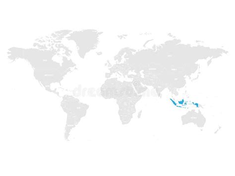 Indonesia Marked By Blue In Grey World Political Map Vector