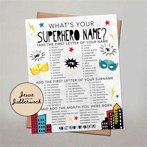 Whats Your Superhero Name Printable Instant Download Etsy España