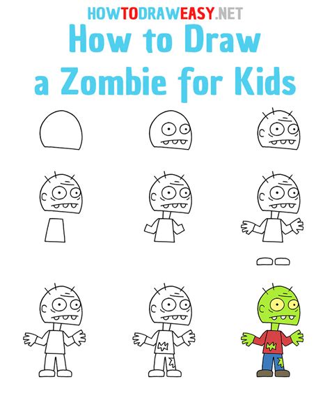 How To Draw A Zombie For Kids Draw For Kids