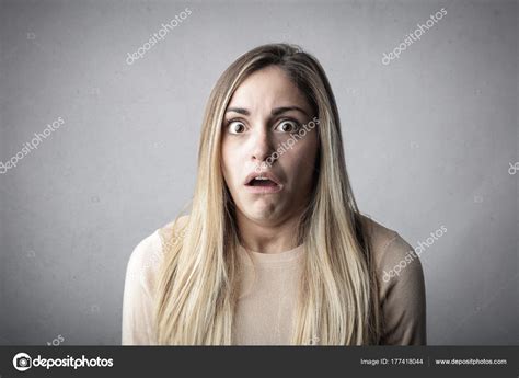 Portrait Blonde Girl Worried Face Stock Photo By ©olly18 177418044