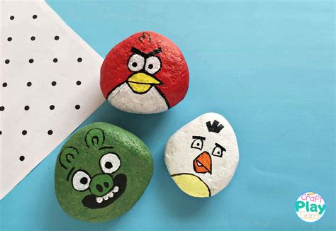 Angry Birds Painted Rocks Craft Activity Craft Play Learn