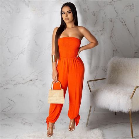 1919us 2019 Sexy Off Shoulder Jumpsuit Casual Loose Harem Rompers Women Strapless One Piece
