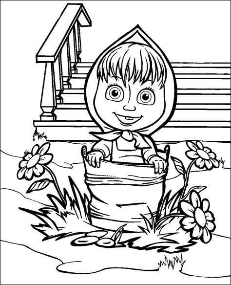 Do druku doodled kwiat kolorowanki dla dzieci i dorosłych. Kolorowanki z bajki Masza i Niedźwiedź dla dzieci do ...