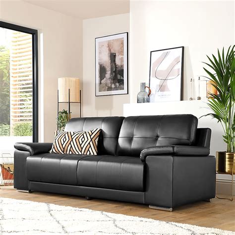 Kansas Black Leather 3 Seater Sofa Furniture And Choice