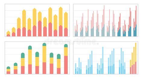 Set Of Flat Graphs And Charts With A Grid Stock Vector Illustration