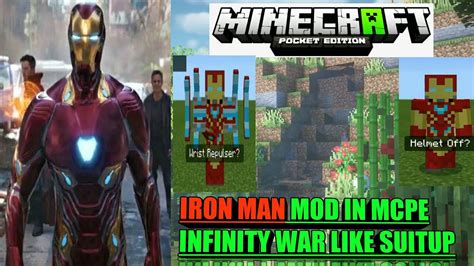 Iron Man Mod Minecraft Pocket Edition Infinity War Like Suitup Youtube