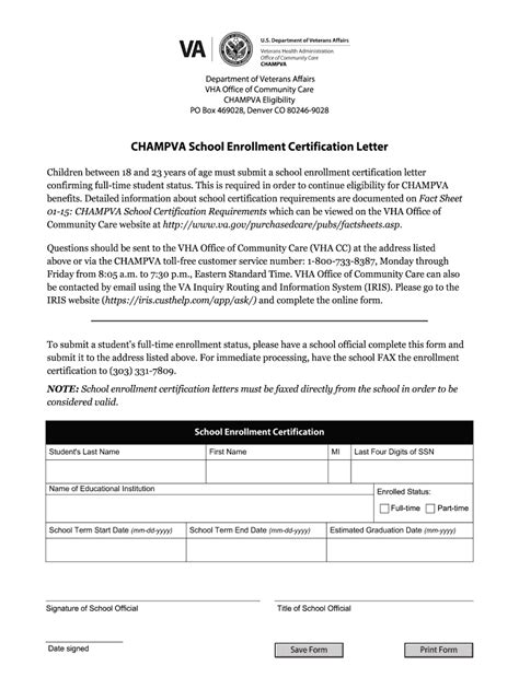 Champva School Certification Form Fill And Sign Printable Template