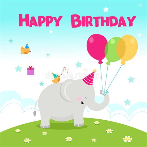 He performs a funky version of the happy birthday. Happy birthday Elephant stock vector. Illustration of ...