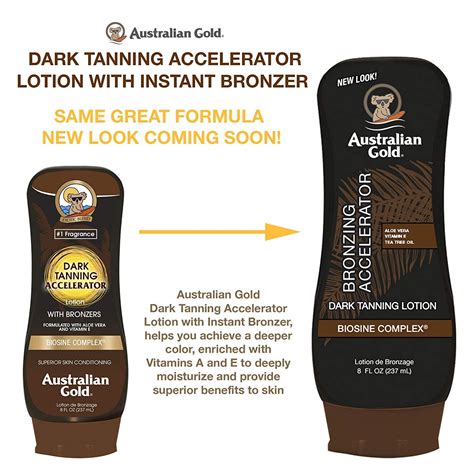 Australian Gold Dark Tanning Accelerator Lotion With Bronzer 8 Ounce