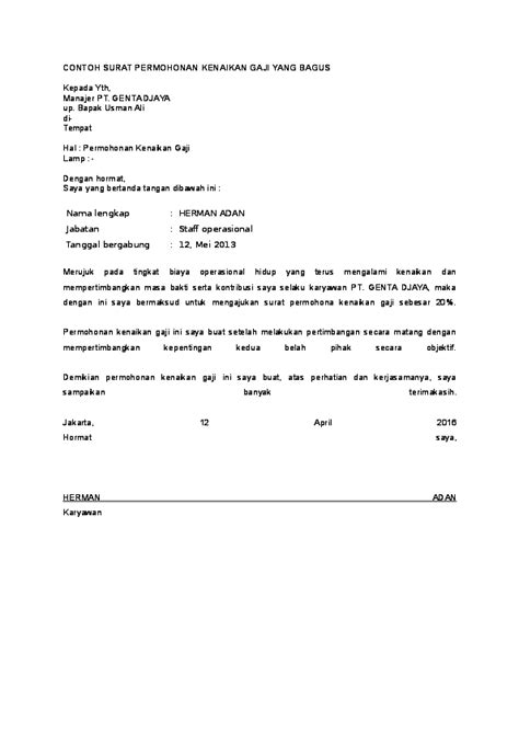 Contoh Surat Pengajuan Naik Gaji Karyawan Bumn 2022 C Vrogue Co