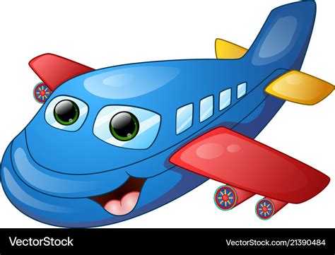Happy Plane Cartoon Royalty Free Vector Image Vectorstock