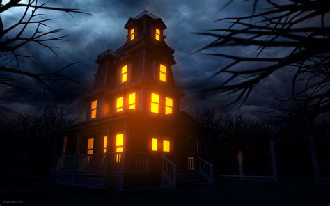House Creepy Halloween Haunted Lights Windows Wallpapers Hd