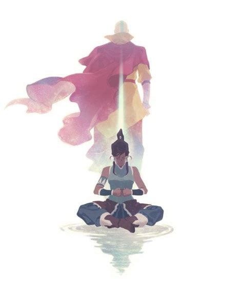 Korra Meditating With Aang In Background Thelastairbender