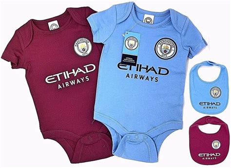 Manchester City Fc 2018 Babies Pram Body Suit Baby Grow Vest X2 Man