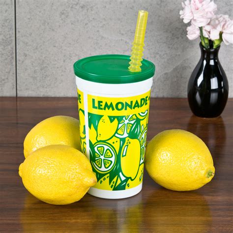 16 Oz Tall Plastic Lemonade Cold Cup With Straw And Lid 500case