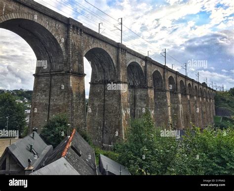 Morlaix Brittany France August 31st 2017 The Railway Viaduct At