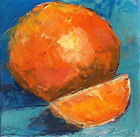 Daily Paintworks Orange On Blue Original Fine Art For Sale