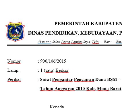 Contoh Surat Pengantar Pencairan Dana BSM - PIP | Nafisah14