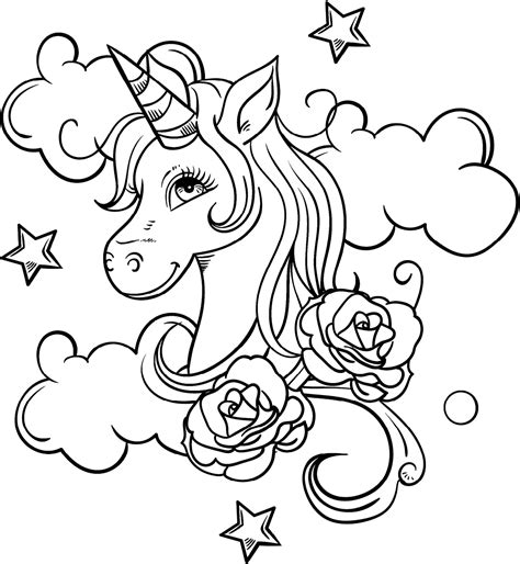 Simple Unicorns Head Coloring Page Free Printable Coloring Pages For