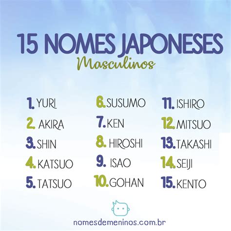 nomes japoneses masculinos 100 mais populares no brasil e japão 名