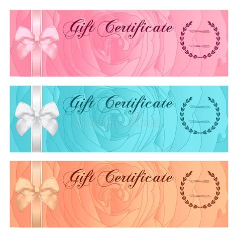 Voucher T Certificate Coupon Template Bow Stock Illustrations
