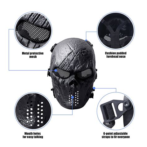 Coxeer Airsoft Mask Full Face Tactical Airsoft Mask Overhead Skull Mask Outdoor Hunting Cs War