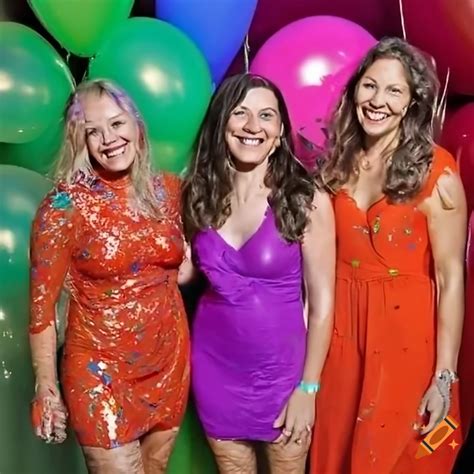 Three Women Having Fun At A Colorful Party On Craiyon